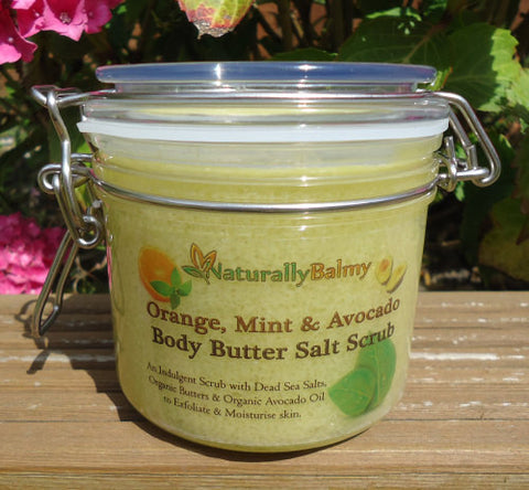 Organic Orange, Mint & Avocado Body Butter Salt Scrub (350ml)